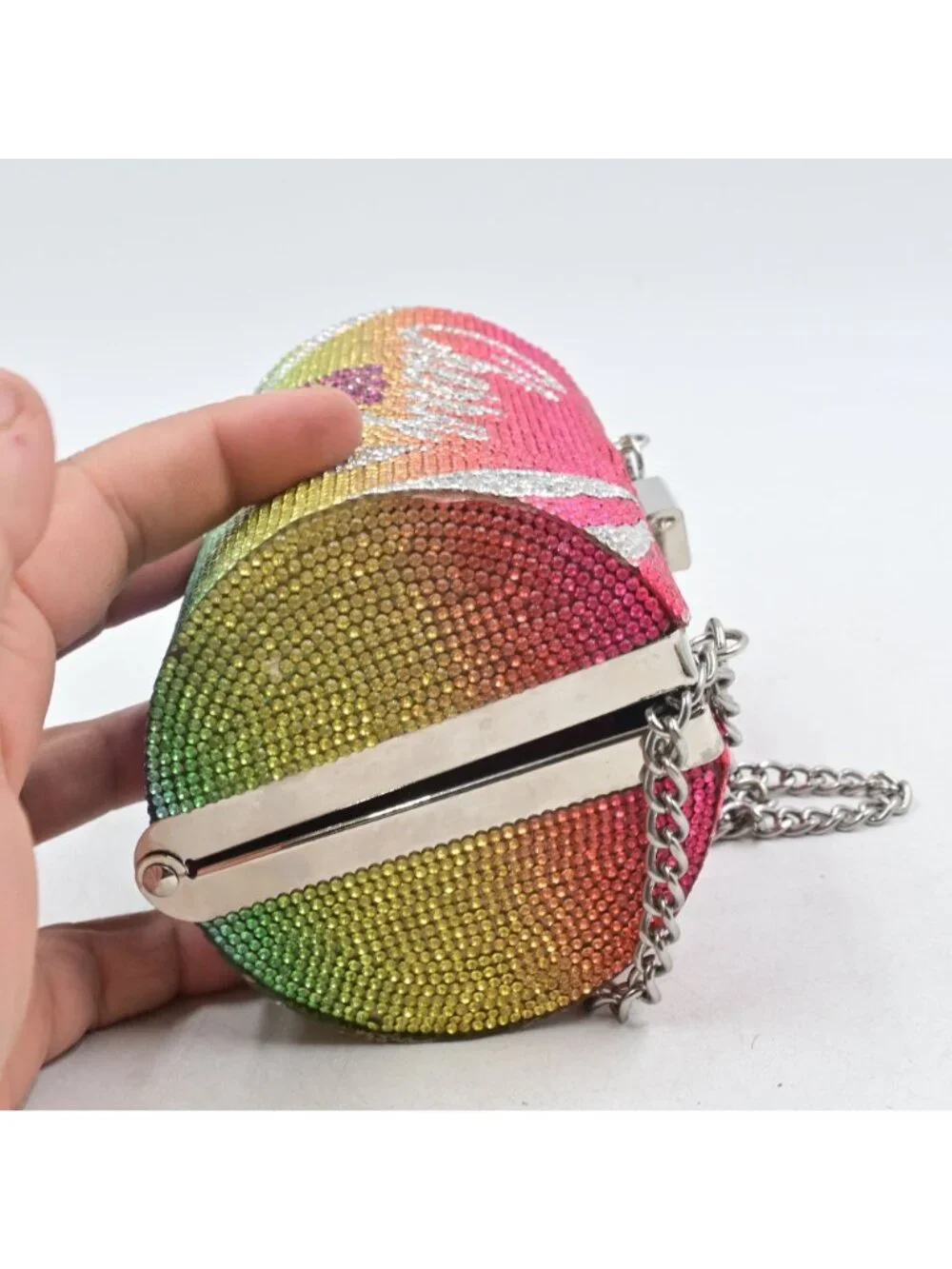 Cherry Pop Rhinestone Clutch Bag Rainbow Crystal Soda Can Evening Purse